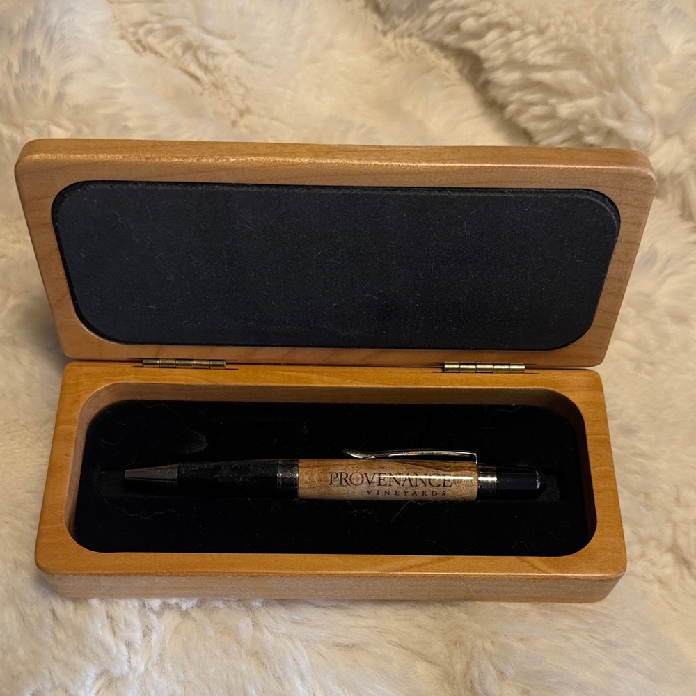 Wooden Box with Black and Gold Pen